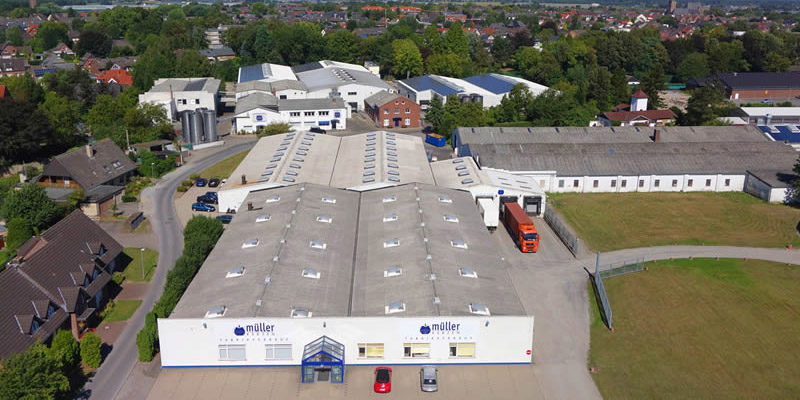 Aerial view of the German site of Müller Kerzen in Straelen.