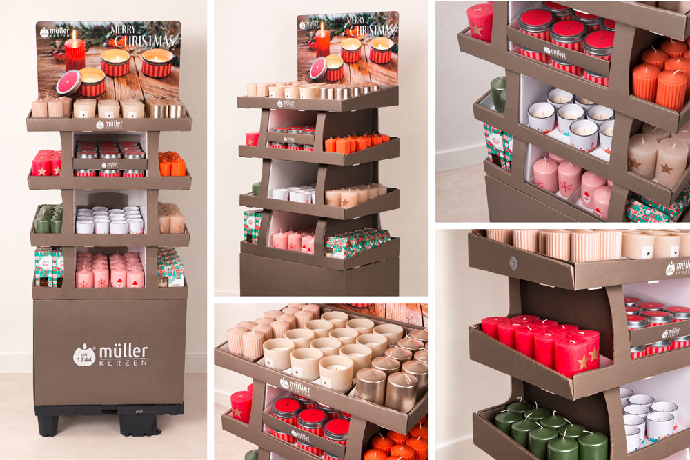 Candle retail display from different angles